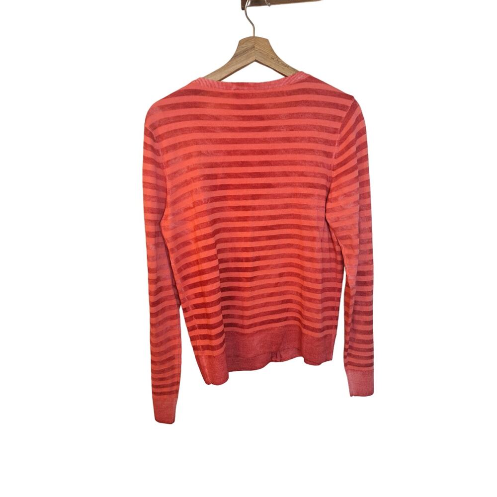 Sundance Wool & Cotton Blend Striped Cardigan Orange Peach Sz M - Picture 3 of 4